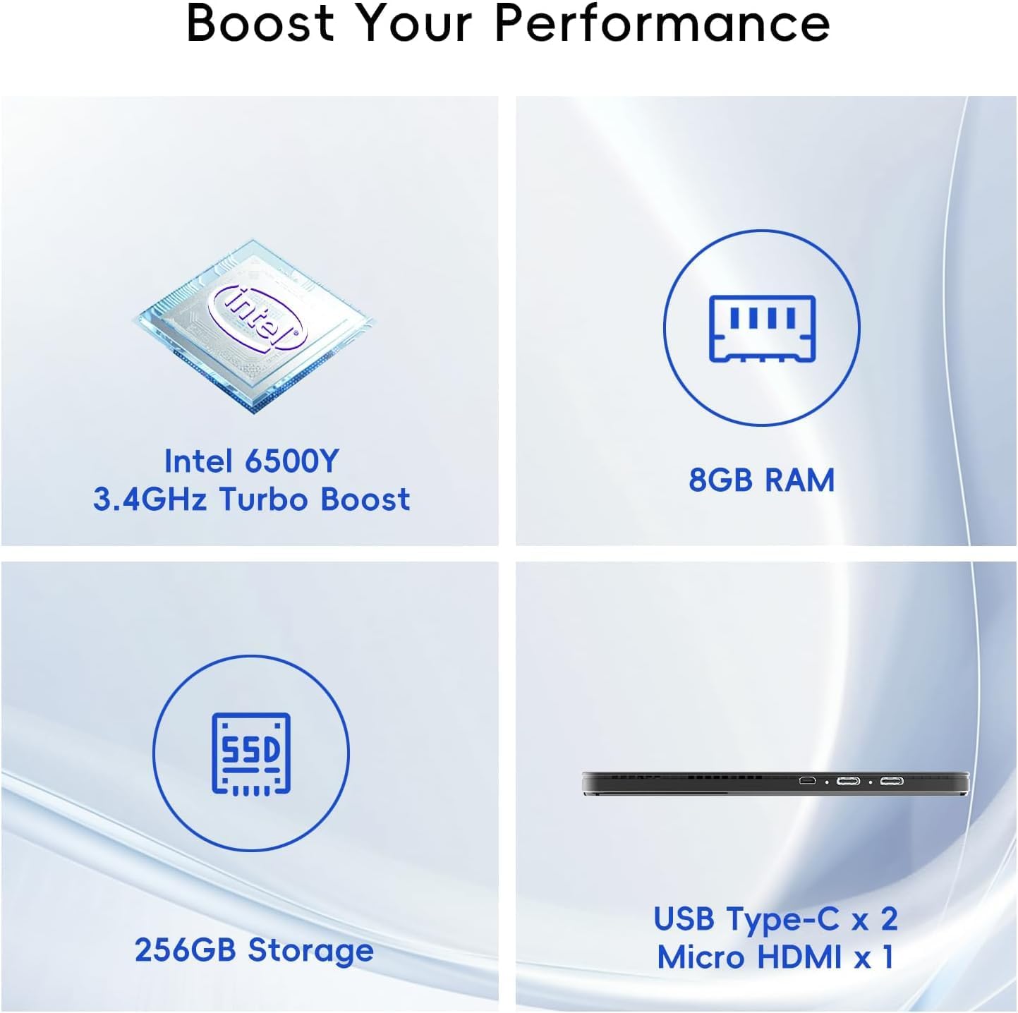 2-in-1 Laptop/Tablet (2026), Windows 11 PC with Magnetic Keyboard, 1-Year Office 365, 10.1" FHD IPS Touchscreen, 8GB RAM 256GB SSD, 6500Y Processor, USB-C, 2 Stereo Speakers for Home Office Students - Image 4