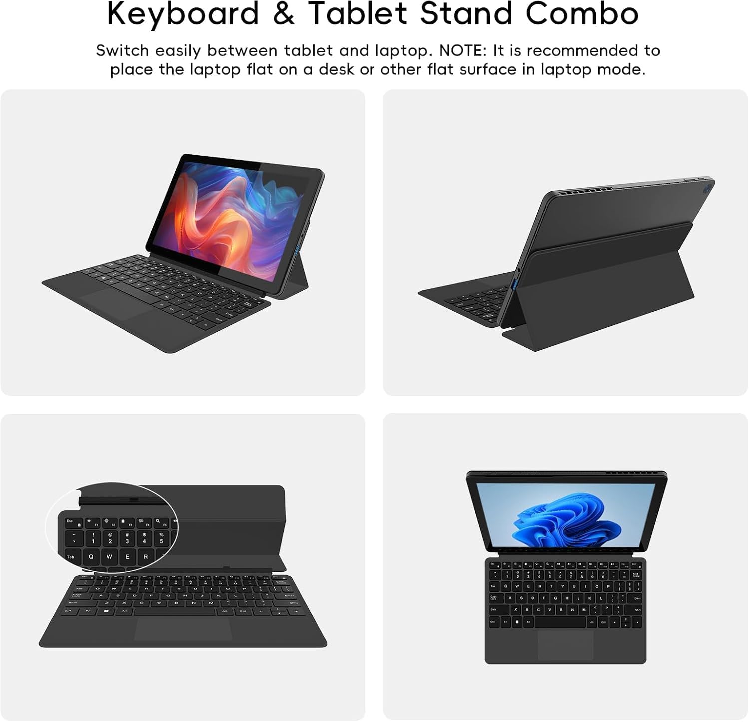 2-in-1 Laptop/Tablet (2026), Windows 11 PC with Magnetic Keyboard, 1-Year Office 365, 10.1" FHD IPS Touchscreen, 8GB RAM 256GB SSD, 6500Y Processor, USB-C, 2 Stereo Speakers for Home Office Students - Image 5