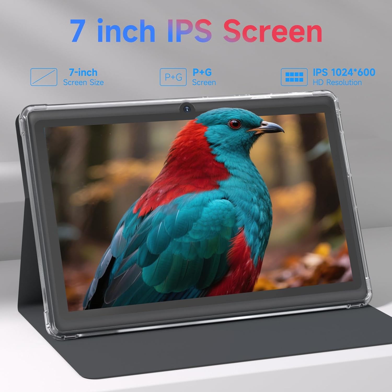 Android 14 Tablet 7 inch Tablets with Case, 8GB RAM 32GB ROM 1TB Expand, Quad-Core Processor Tablet PC, 1024 x 600 IPS Screen, Dual Camera, 3000mAh Battery, Bluetooth, WiFi, GMS, Widevine L1, Black - Image 3